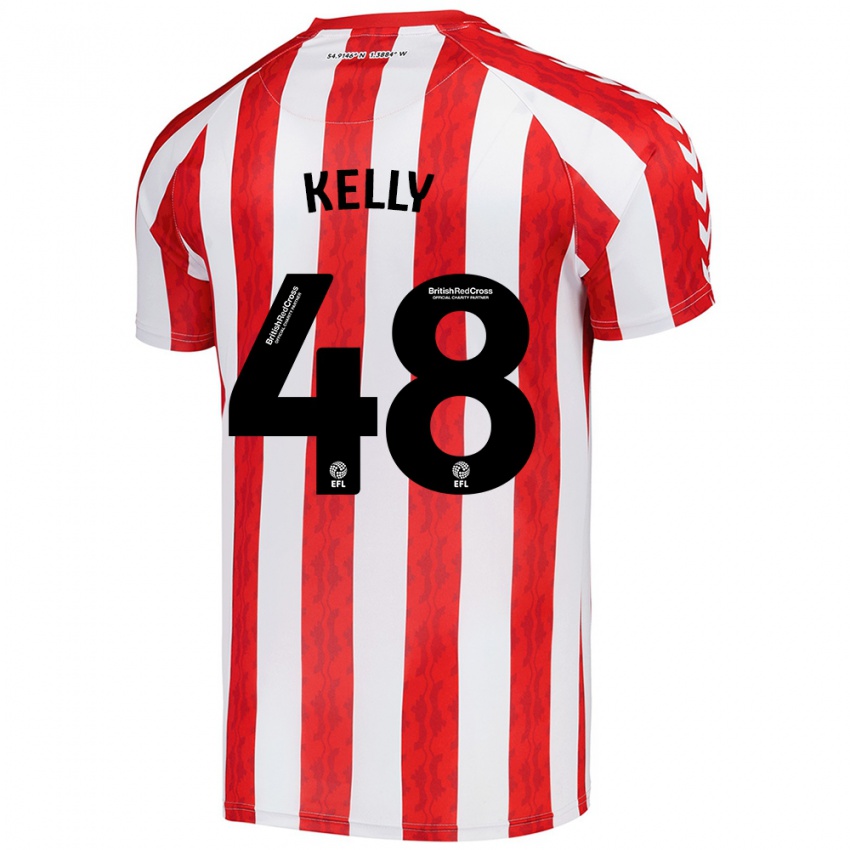 Enfant Maillot Caden Kelly #48 Rouge Blanc Tenues Domicile 2024/25 T-Shirt Suisse