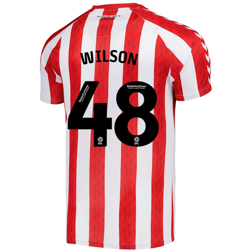 Enfant Maillot Callum Wilson #48 Rouge Blanc Tenues Domicile 2024/25 T-Shirt Suisse