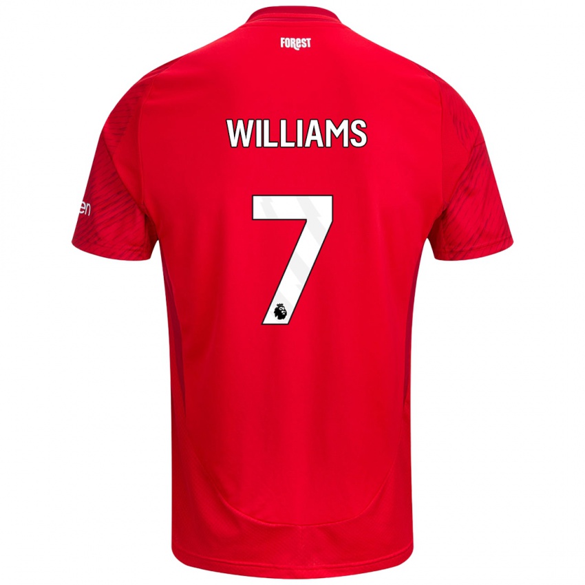 Enfant Maillot Neco Williams #7 Rouge Blanc Tenues Domicile 2024/25 T-Shirt Suisse