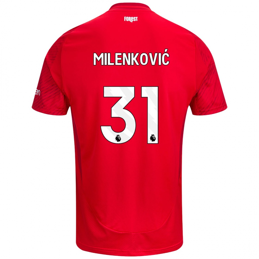 Kinder Nikola Milenković #31 Rot Weiß Heimtrikot Trikot 2024/25 T-Shirt Schweiz