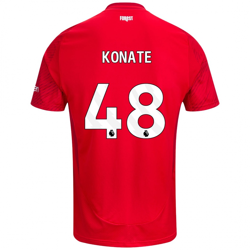 Kinder Ateef Konaté #48 Rot Weiß Heimtrikot Trikot 2024/25 T-Shirt Schweiz