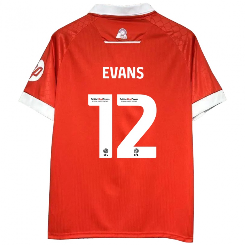 Enfant Maillot George Evans #12 Rouge Blanc Tenues Domicile 2024/25 T-Shirt Suisse