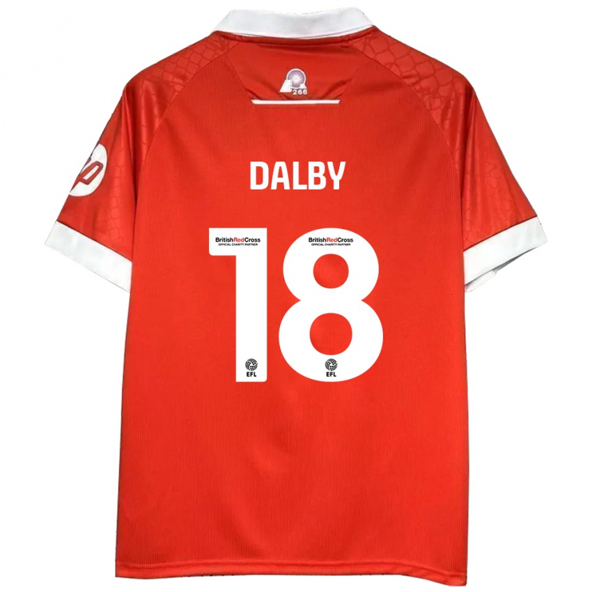 Kinder Sam Dalby #18 Rot Weiß Heimtrikot Trikot 2024/25 T-Shirt Schweiz