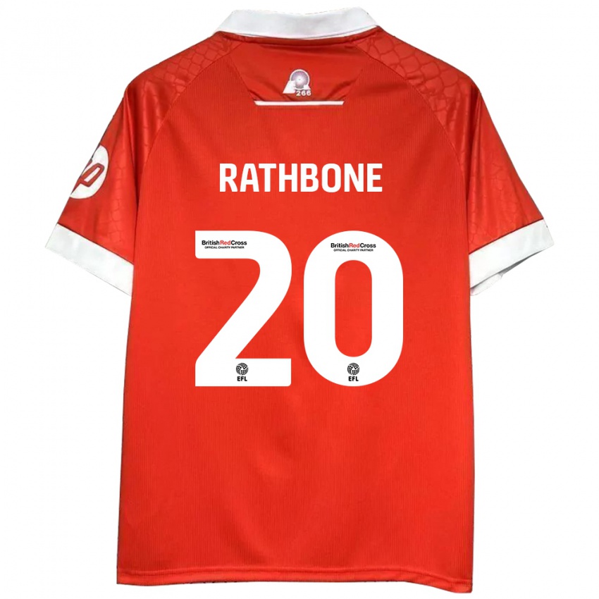 Kinder Ollie Rathbone #20 Rot Weiß Heimtrikot Trikot 2024/25 T-Shirt Schweiz