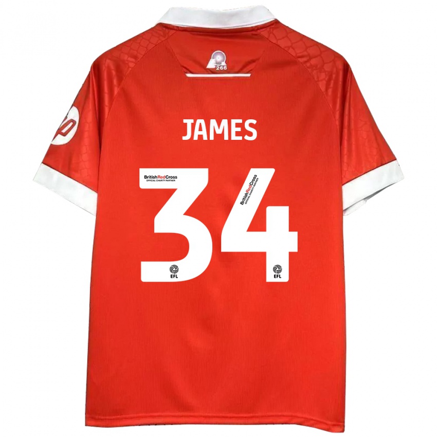 Kinder Aaron James #34 Rot Weiß Heimtrikot Trikot 2024/25 T-Shirt Schweiz