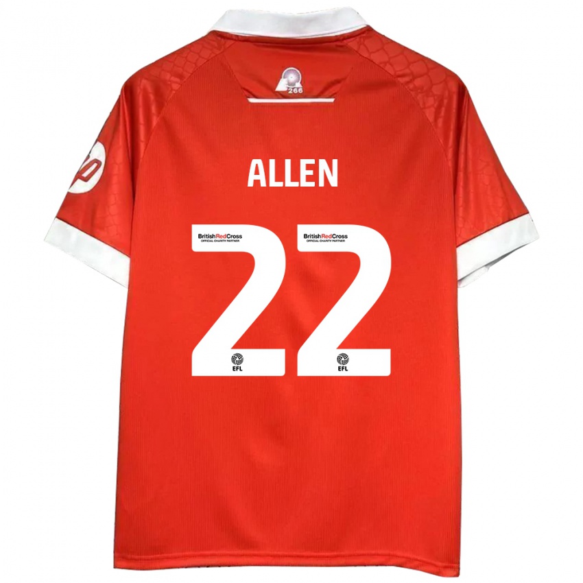 Kinder Keren Allen #22 Rot Weiß Heimtrikot Trikot 2024/25 T-Shirt Schweiz