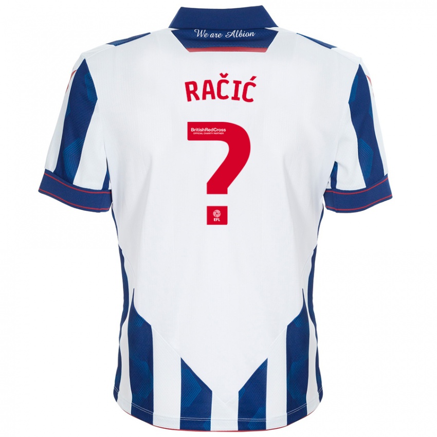 Enfant Maillot Uroš Račić #0 Blanc Bleu Foncé Tenues Domicile 2024/25 T-Shirt Suisse