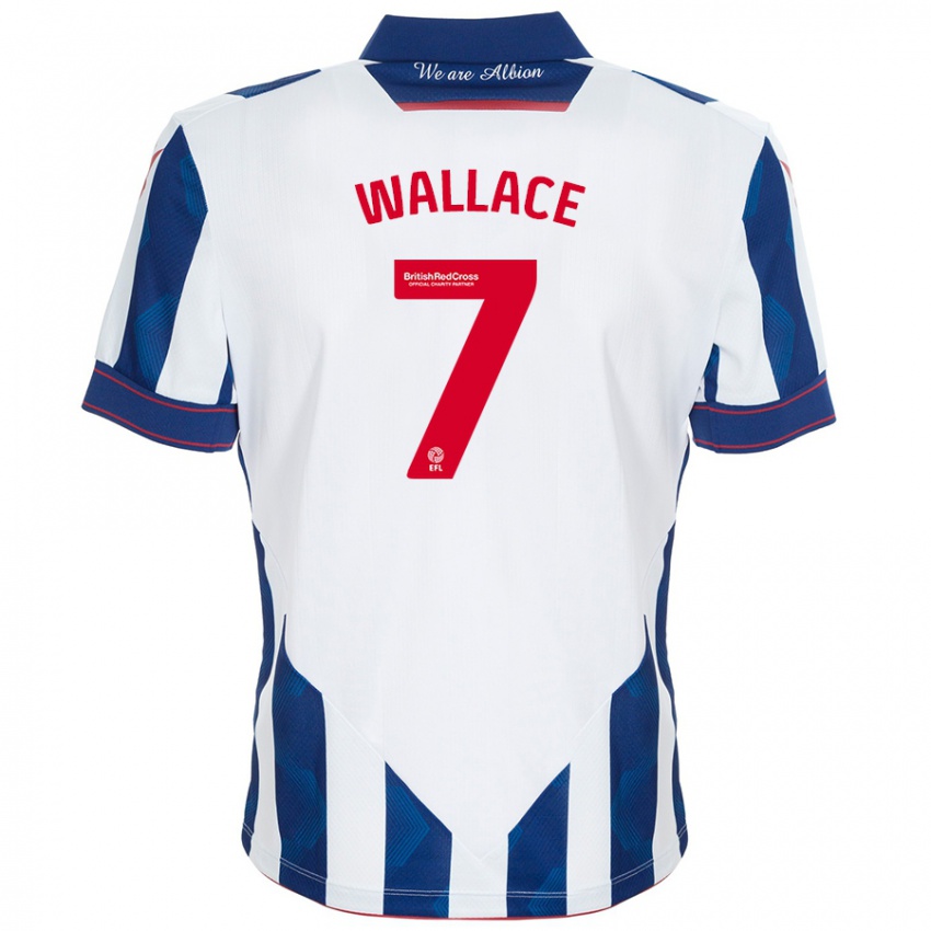 Enfant Maillot Jed Wallace #7 Blanc Bleu Foncé Tenues Domicile 2024/25 T-Shirt Suisse