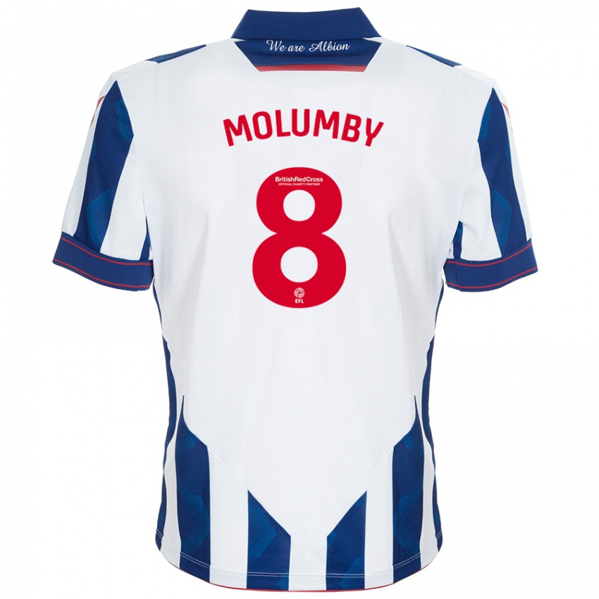 Kinder Jayson Molumby #8 Weiß Dunkelblau Heimtrikot Trikot 2024/25 T-Shirt Schweiz