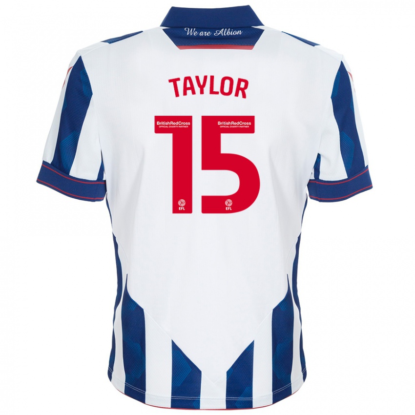 Kinder Caleb Taylor #15 Weiß Dunkelblau Heimtrikot Trikot 2024/25 T-Shirt Schweiz