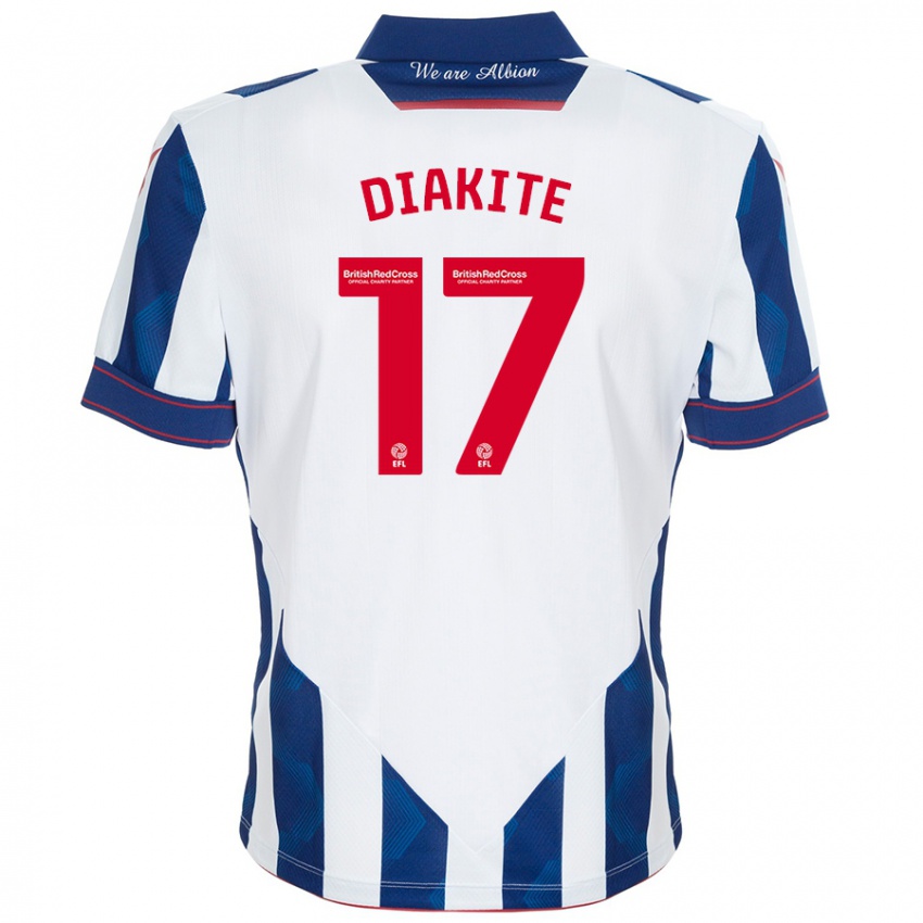 Enfant Maillot Ousmane Diakité #17 Blanc Bleu Foncé Tenues Domicile 2024/25 T-Shirt Suisse