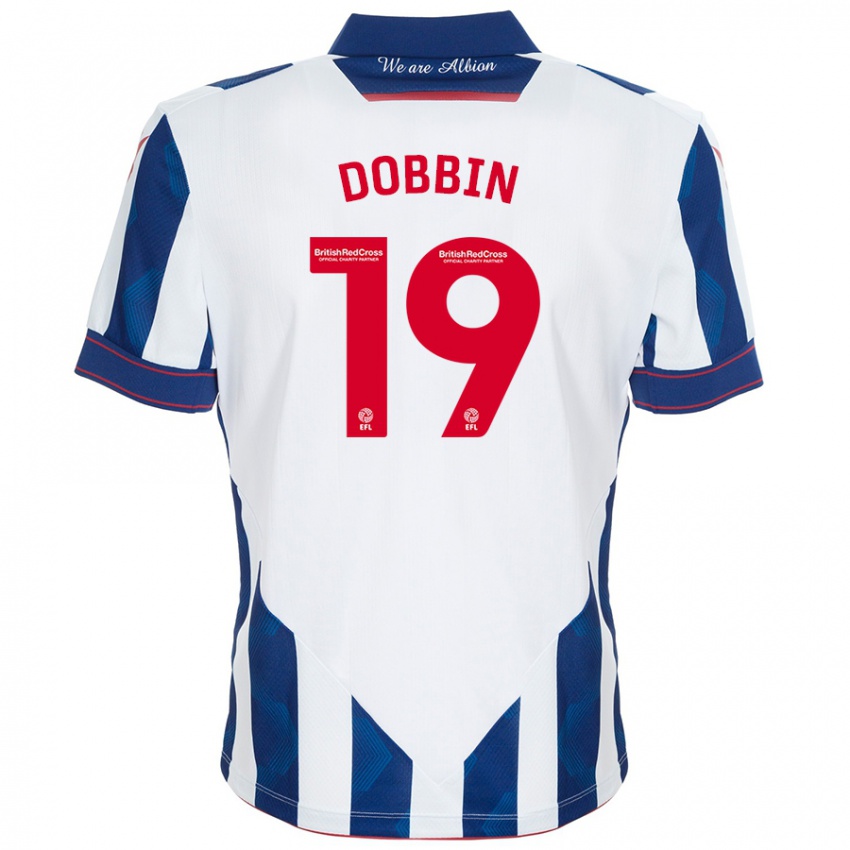 Kinder Lewis Dobbin #19 Weiß Dunkelblau Heimtrikot Trikot 2024/25 T-Shirt Schweiz