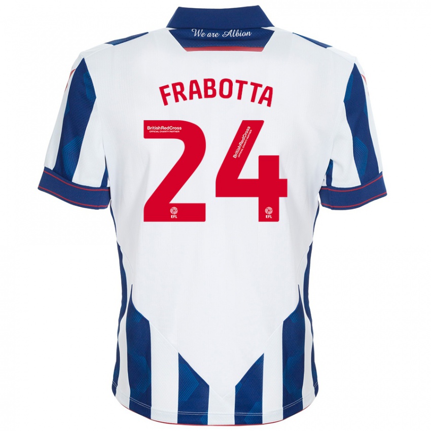 Enfant Maillot Gianluca Frabotta #24 Blanc Bleu Foncé Tenues Domicile 2024/25 T-Shirt Suisse