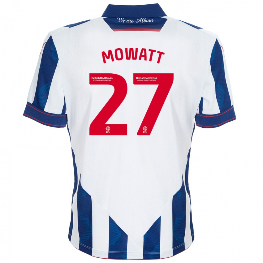 Enfant Maillot Alex Mowatt #27 Blanc Bleu Foncé Tenues Domicile 2024/25 T-Shirt Suisse