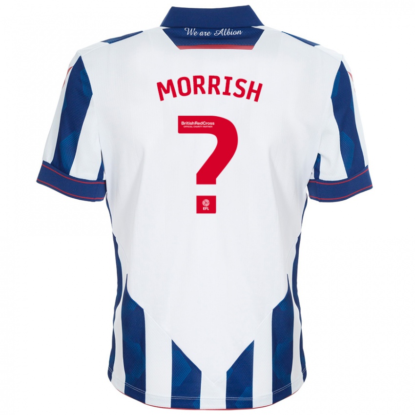 Enfant Maillot Rhys Morrish #0 Blanc Bleu Foncé Tenues Domicile 2024/25 T-Shirt Suisse