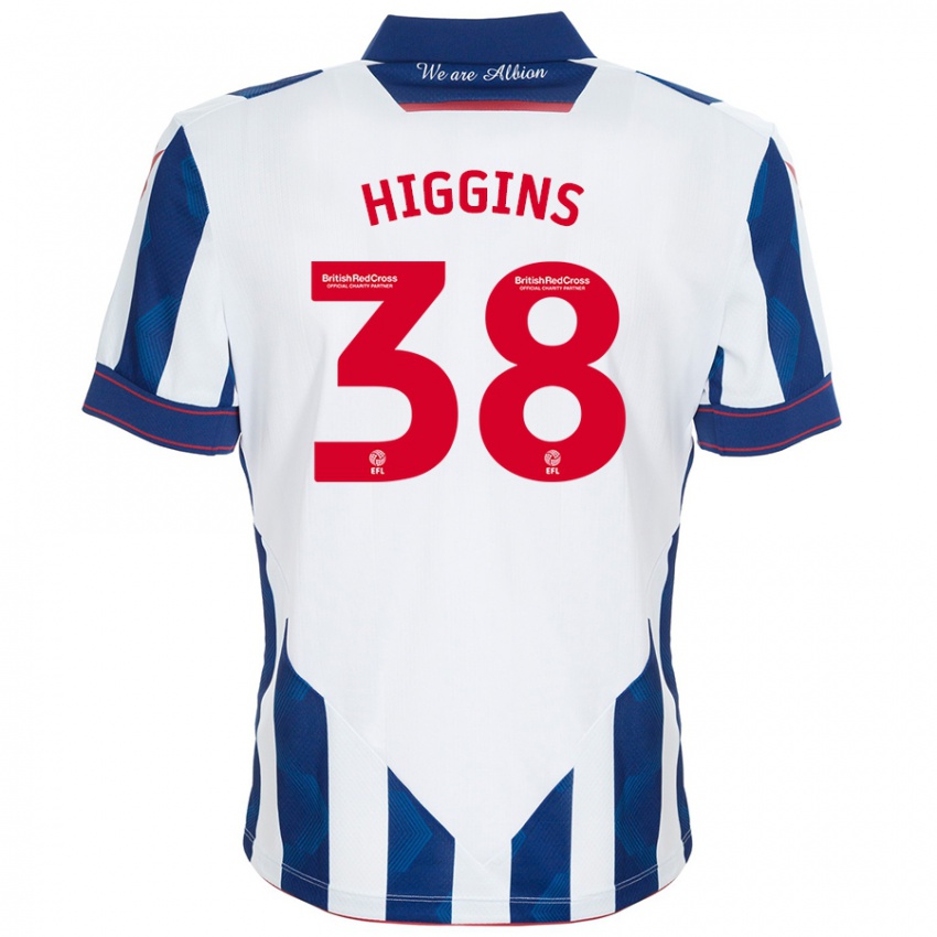 Kinder Akeel Higgins #38 Weiß Dunkelblau Heimtrikot Trikot 2024/25 T-Shirt Schweiz