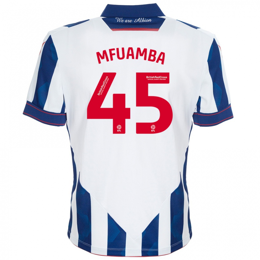 Kinder Kevin Mfuamba #45 Weiß Dunkelblau Heimtrikot Trikot 2024/25 T-Shirt Schweiz