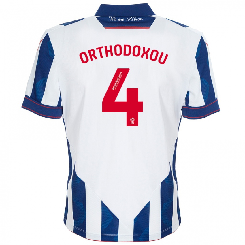 Kinder Francesca Orthodoxou #4 Weiß Dunkelblau Heimtrikot Trikot 2024/25 T-Shirt Schweiz