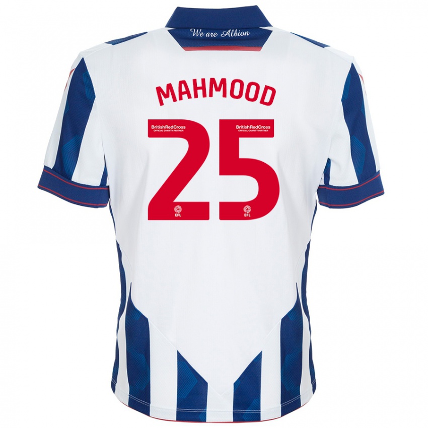 Enfant Maillot Mahmood #25 Blanc Bleu Foncé Tenues Domicile 2024/25 T-Shirt Suisse