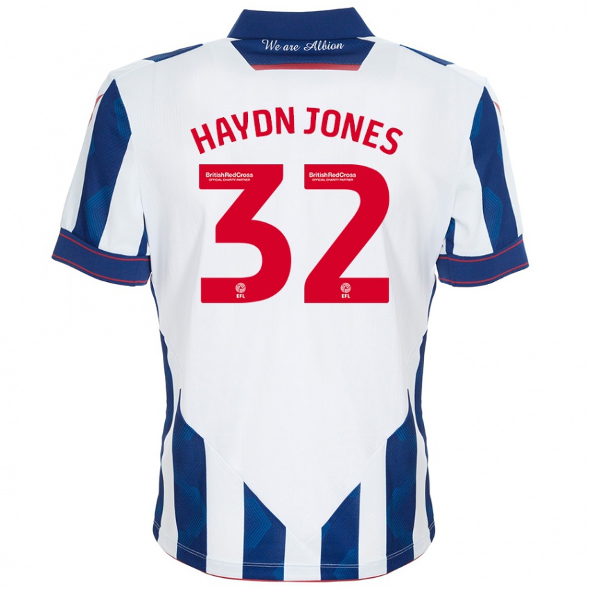 Enfant Maillot Mackenzie Haydn-Jones #32 Blanc Bleu Foncé Tenues Domicile 2024/25 T-Shirt Suisse