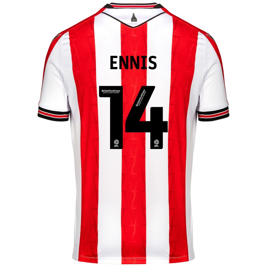 Kinder Niall Ennis #14 Rot Weiß Heimtrikot Trikot 2024/25 T-Shirt Schweiz