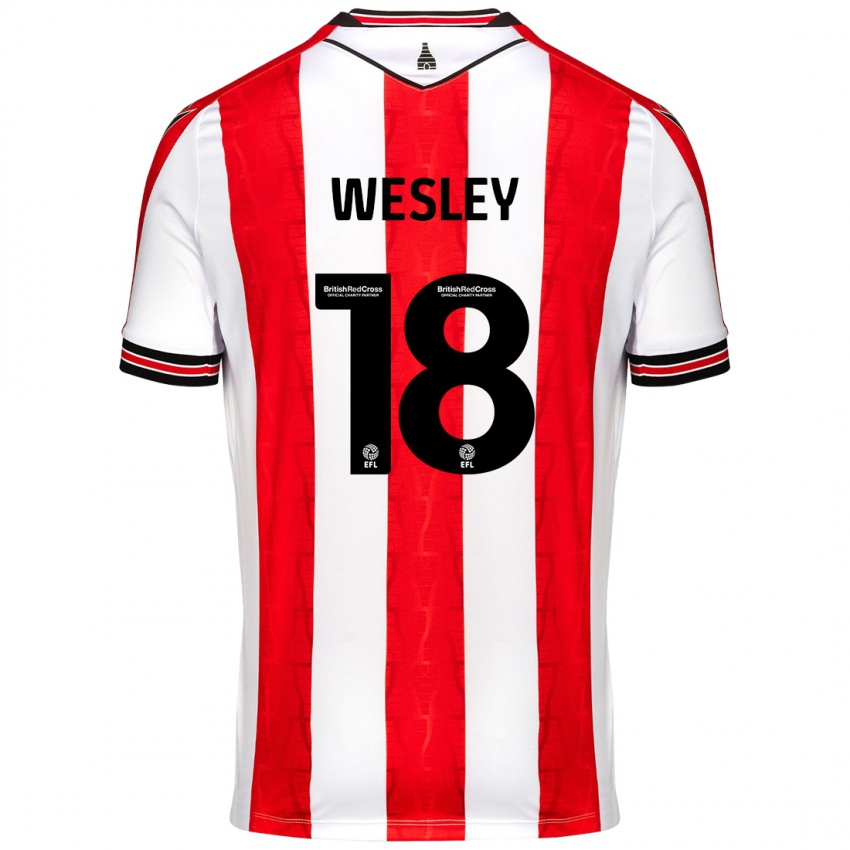 Kinder Wesley Moraes #18 Rot Weiß Heimtrikot Trikot 2024/25 T-Shirt Schweiz