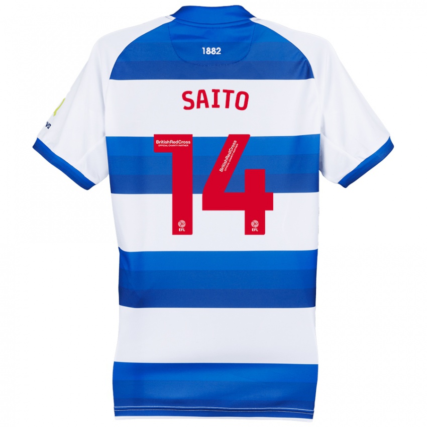 Kinder Koki Saito #14 Weiß Blau Heimtrikot Trikot 2024/25 T-Shirt Schweiz