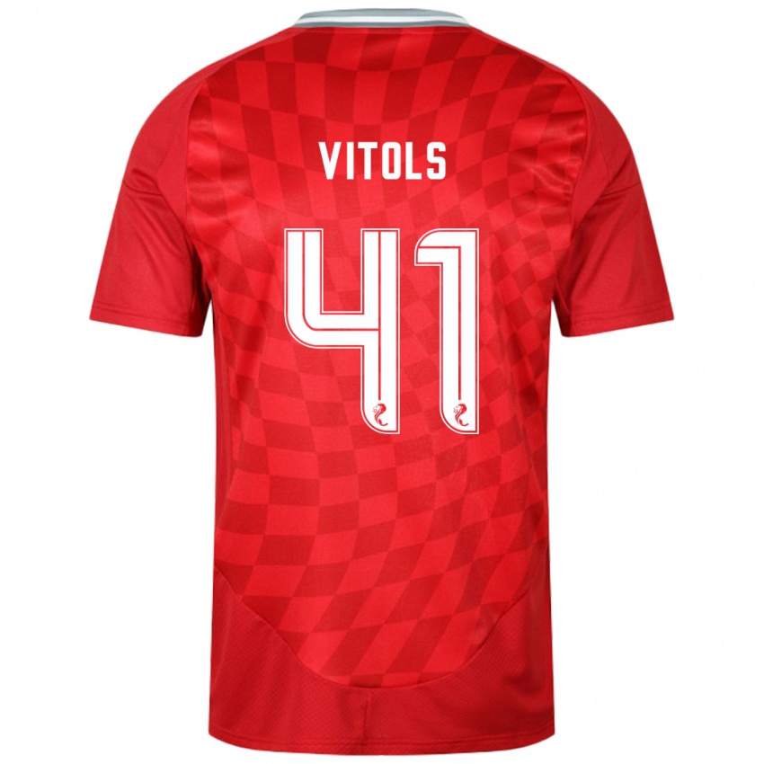 Enfant Maillot Rodrigo Vitols #41 Rouge Tenues Domicile 2024/25 T-Shirt Suisse