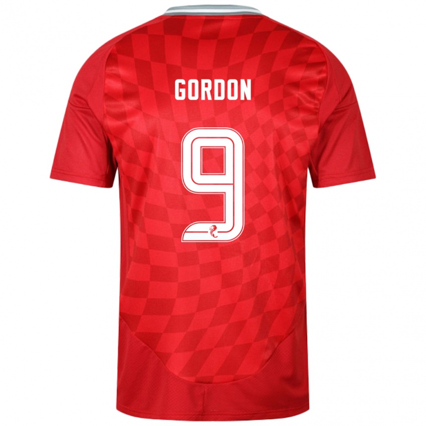 Enfant Maillot Lauren Gordon #9 Rouge Tenues Domicile 2024/25 T-Shirt Suisse