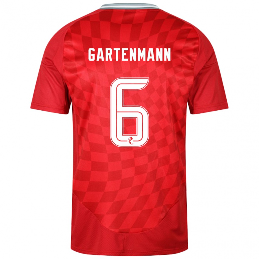 Enfant Maillot Stefan Gartenmann #6 Rouge Tenues Domicile 2024/25 T-Shirt Suisse