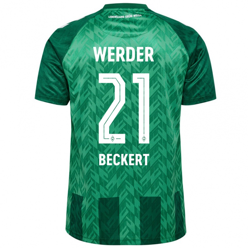 Enfant Maillot Jonathan Beckert #21 Vert Tenues Domicile 2024/25 T-Shirt Suisse