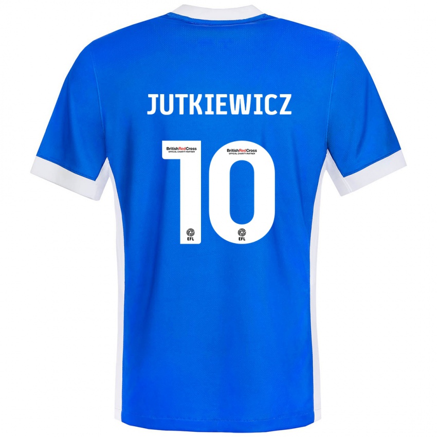 Kinder Lukas Jutkiewicz #10 Blau Weiß Heimtrikot Trikot 2024/25 T-Shirt Schweiz