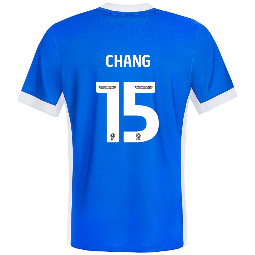 Enfant Maillot Alfie Chang #15 Bleu Blanc Tenues Domicile 2024/25 T-Shirt Suisse