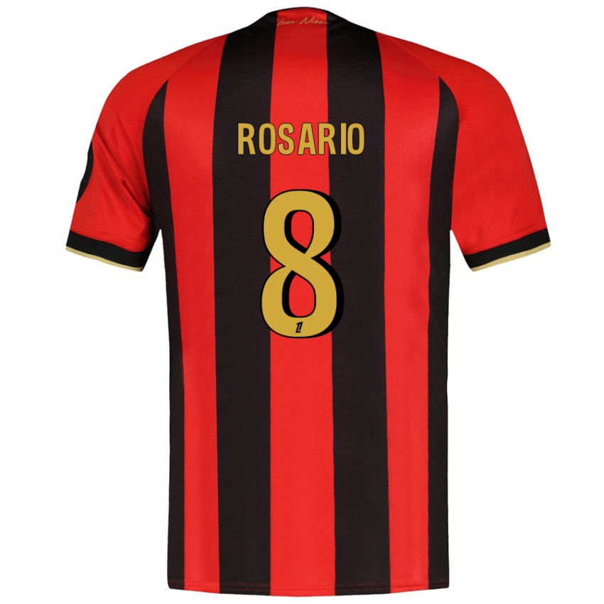 Kinder Pablo Rosario #8 Rot Schwarz Heimtrikot Trikot 2024/25 T-Shirt Schweiz