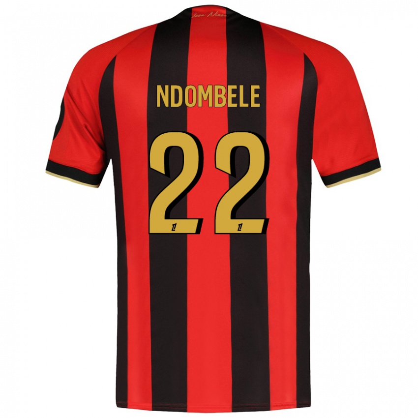 Kinder Tanguy Ndombele #22 Rot Schwarz Heimtrikot Trikot 2024/25 T-Shirt Schweiz