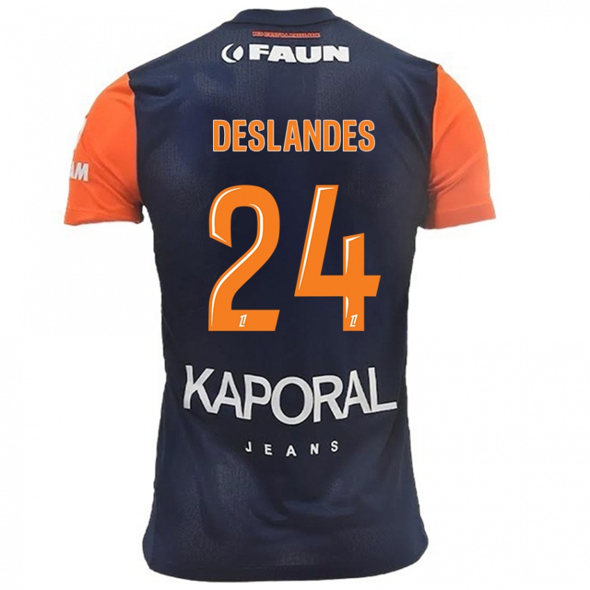 Enfant Maillot Océane Deslandes #24 Bleu Marine Orange Tenues Domicile 2024/25 T-Shirt Suisse