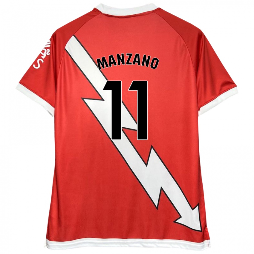 Enfant Maillot Sergio Manzano #11 Blanc Rouge Tenues Domicile 2024/25 T-Shirt Suisse