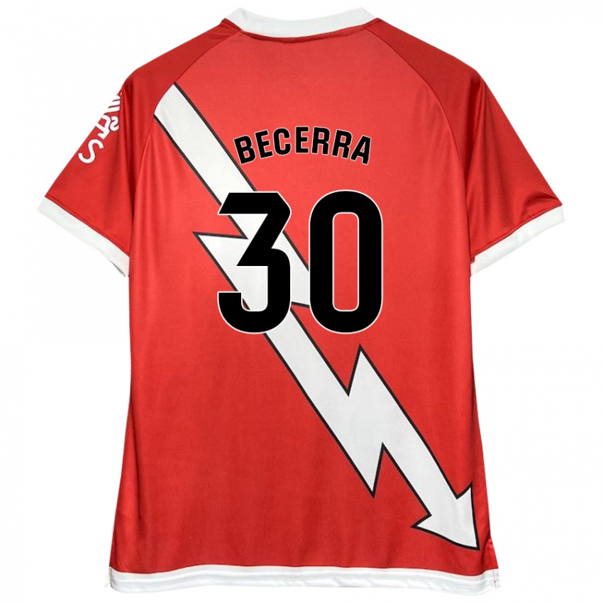 Enfant Maillot Samuel Becerra #30 Blanc Rouge Tenues Domicile 2024/25 T-Shirt Suisse