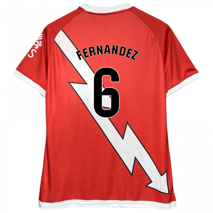 Enfant Maillot Paula Fernández #6 Blanc Rouge Tenues Domicile 2024/25 T-Shirt Suisse