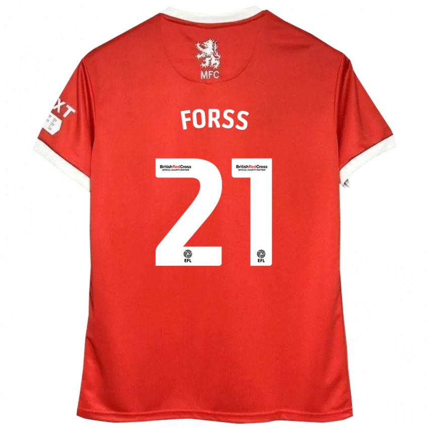 Kinder Marcus Forss #21 Rot Weiß Heimtrikot Trikot 2024/25 T-Shirt Schweiz