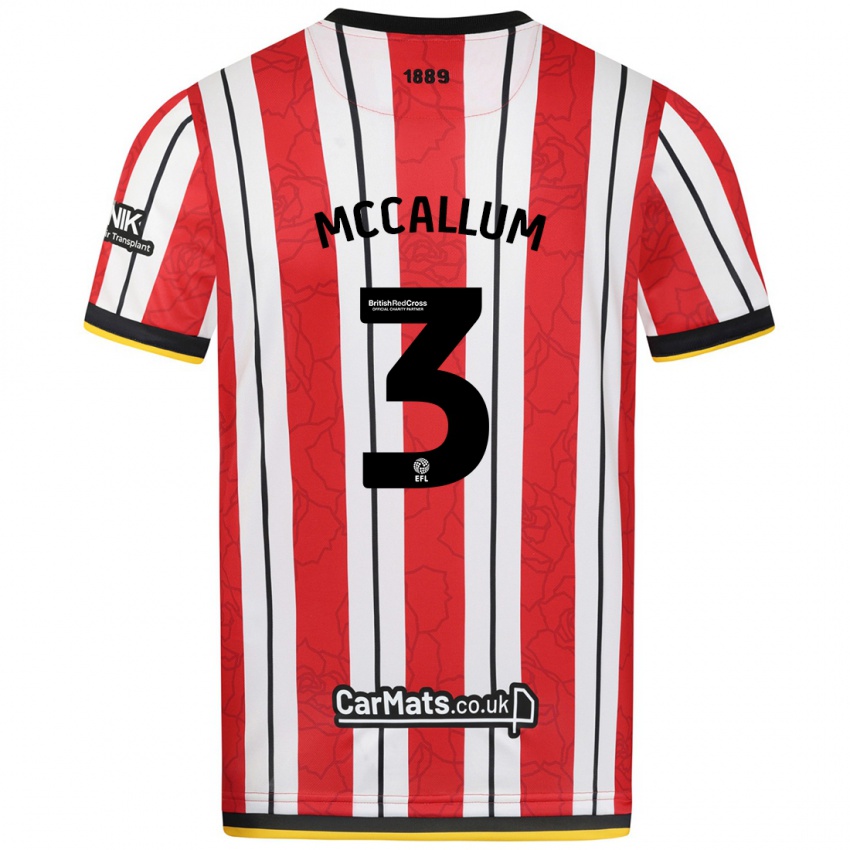 Kinder Sam Mccallum #3 Rot Weiße Streifen Heimtrikot Trikot 2024/25 T-Shirt Schweiz