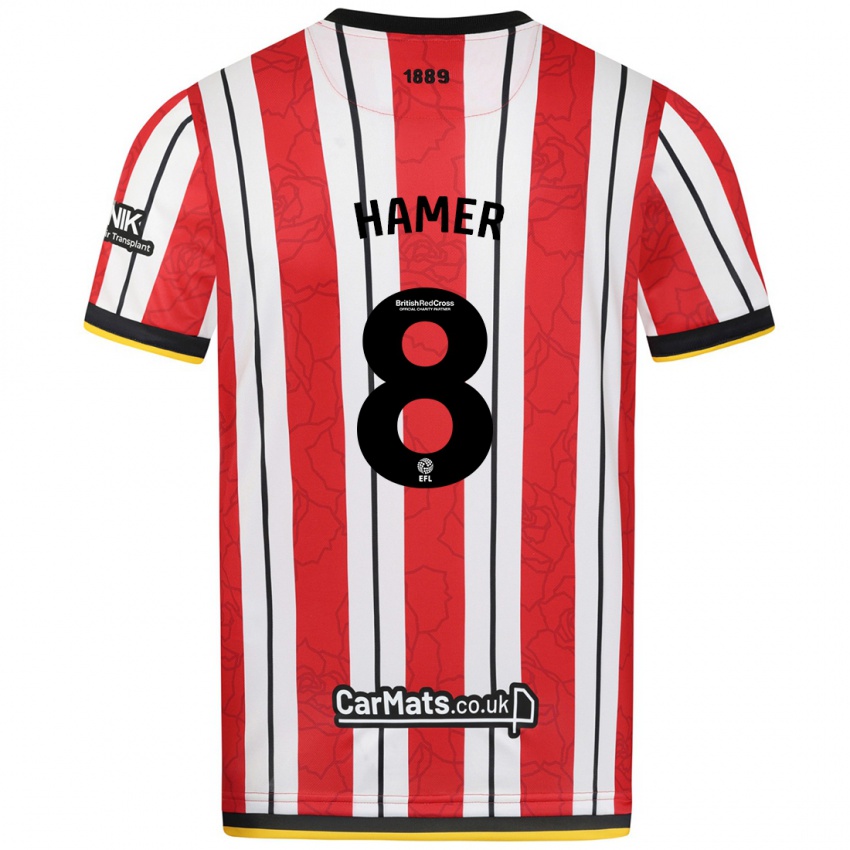 Kinder Gustavo Hamer #8 Rot Weiße Streifen Heimtrikot Trikot 2024/25 T-Shirt Schweiz