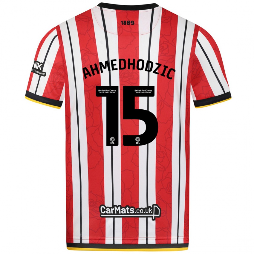 Kinder Anel Ahmedhodzic #15 Rot Weiße Streifen Heimtrikot Trikot 2024/25 T-Shirt Schweiz