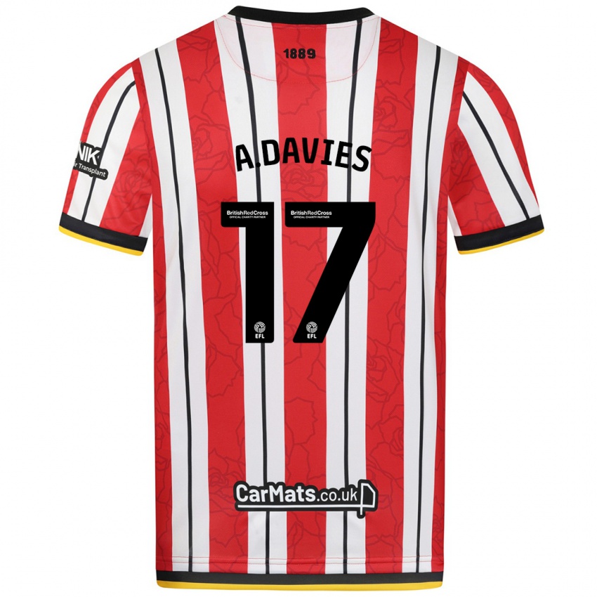 Kinder Adam Davies #17 Rot Weiße Streifen Heimtrikot Trikot 2024/25 T-Shirt Schweiz