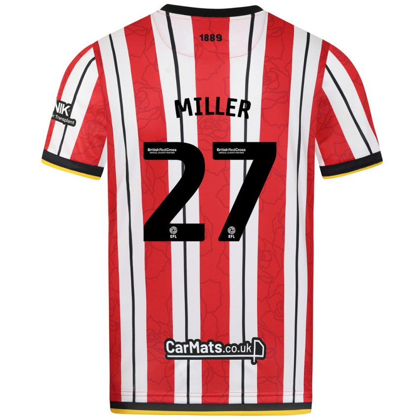 Kinder Lara Miller #27 Rot Weiße Streifen Heimtrikot Trikot 2024/25 T-Shirt Schweiz