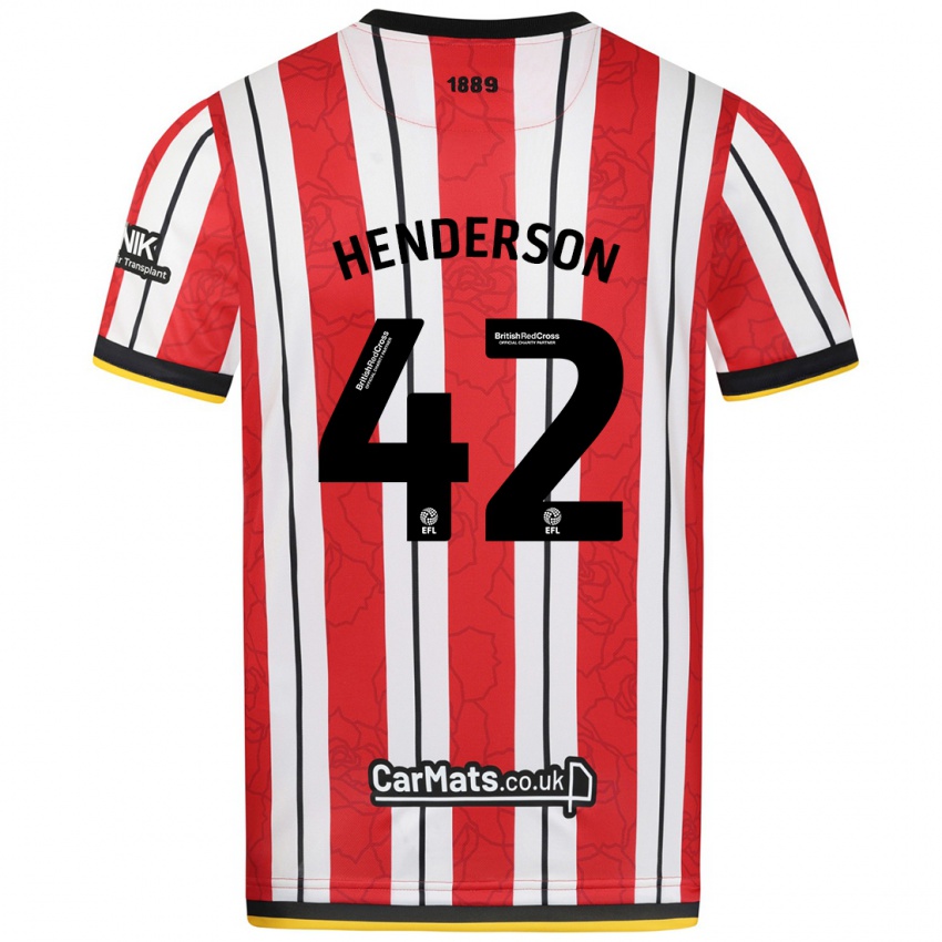 Kinder Peyton Henderson #42 Rot Weiße Streifen Heimtrikot Trikot 2024/25 T-Shirt Schweiz