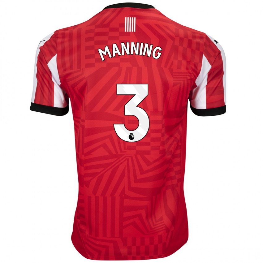 Enfant Maillot Ryan Manning #3 Rouge Blanc Tenues Domicile 2024/25 T-Shirt Suisse