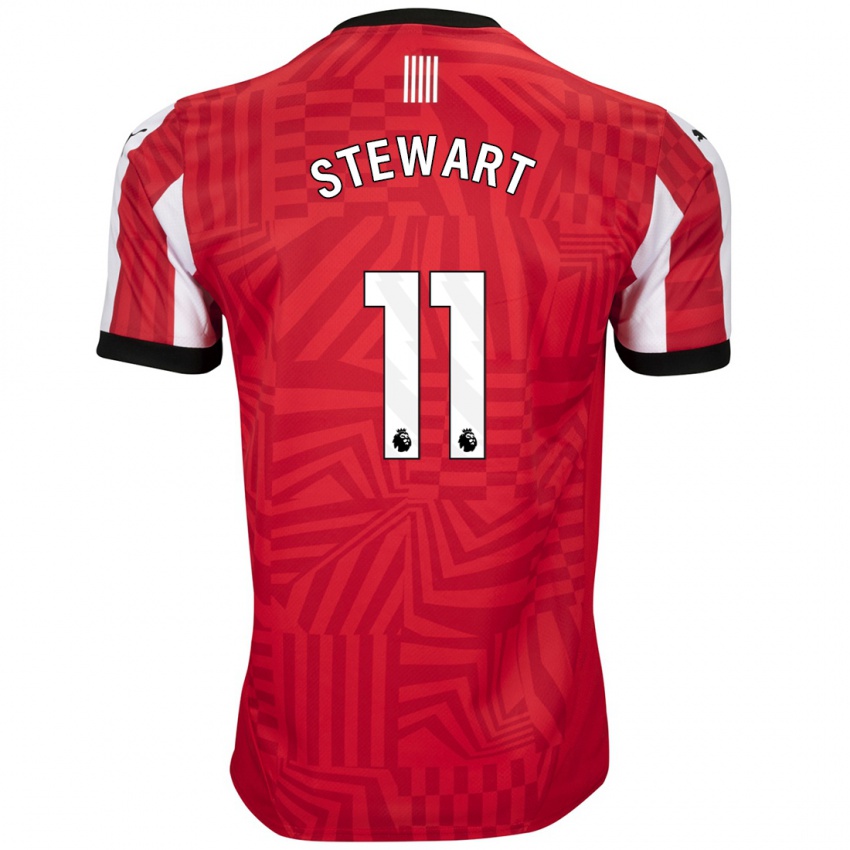 Enfant Maillot Ross Stewart #11 Rouge Blanc Tenues Domicile 2024/25 T-Shirt Suisse