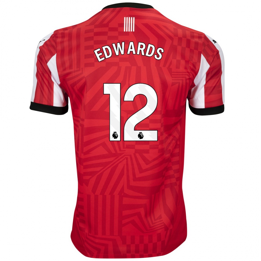 Enfant Maillot Ronnie Edwards #12 Rouge Blanc Tenues Domicile 2024/25 T-Shirt Suisse