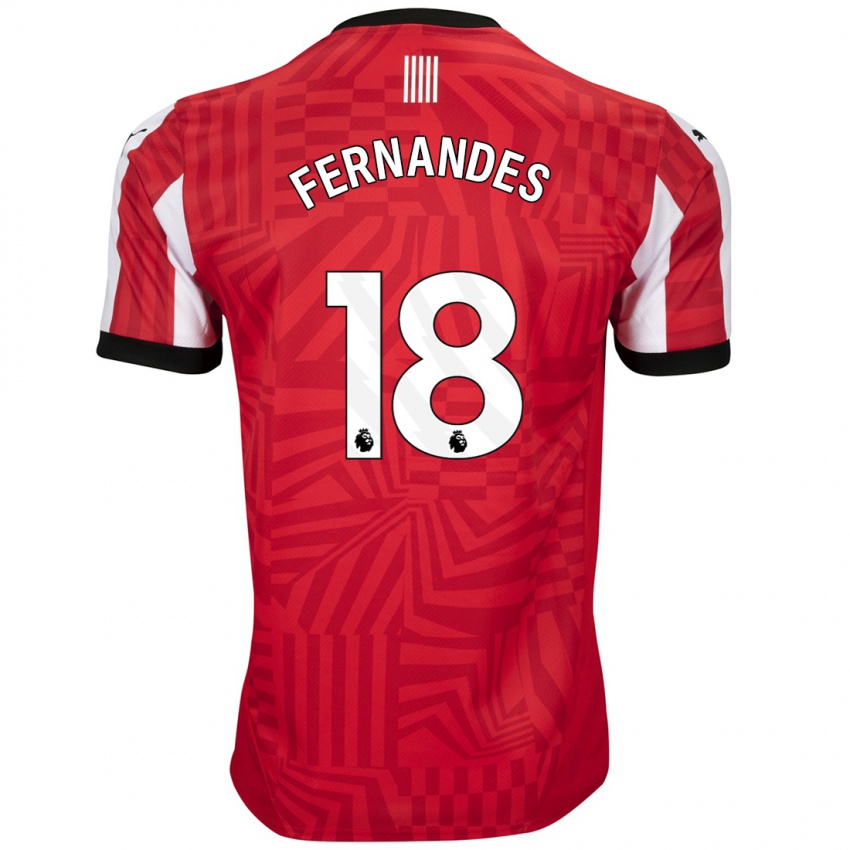 Enfant Maillot Mateus Fernandes #18 Rouge Blanc Tenues Domicile 2024/25 T-Shirt Suisse